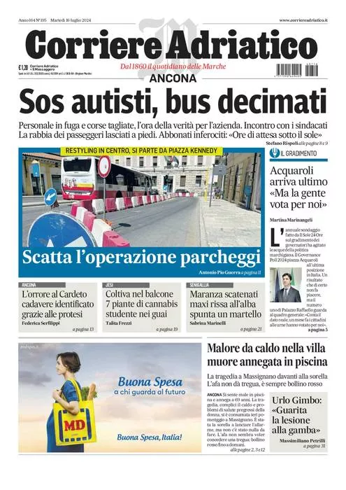 Prima-pagina-corriere adriatico-edizione-di-oggi-16-07-2024